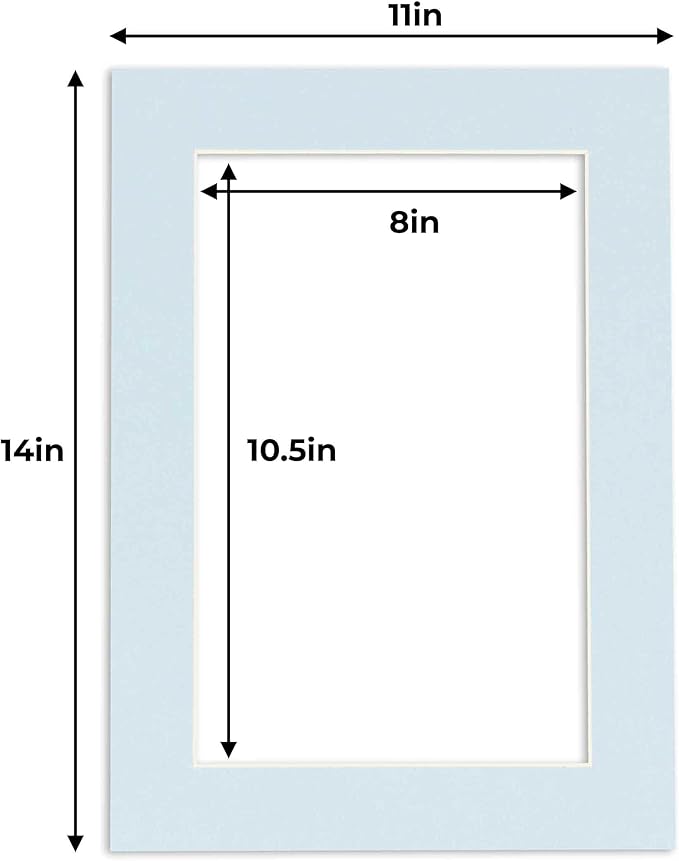11x14 Mat for 8.5x11 Photo - Precut Baby Blue Picture Matboard for Frames Measuring 11 x 14 Inches - Bevel Cut Matte to Display Art Measuring 8.5 x 11 Inches - Acid Free ONE MAT