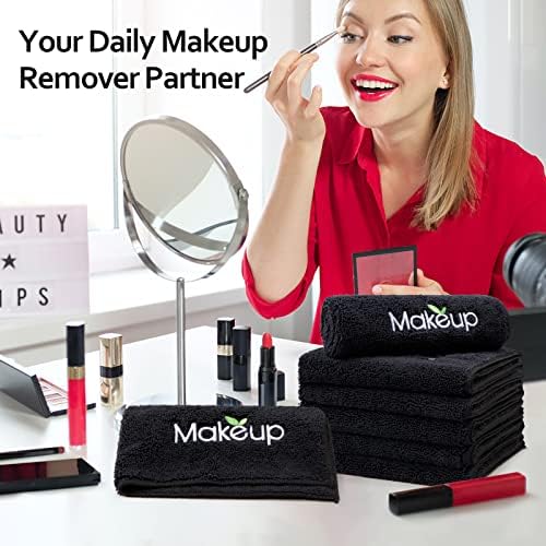 Orighty Microfiber Makeup Remover Cloths, 13 x 13 Inch, 12 Pack Black - Image 7