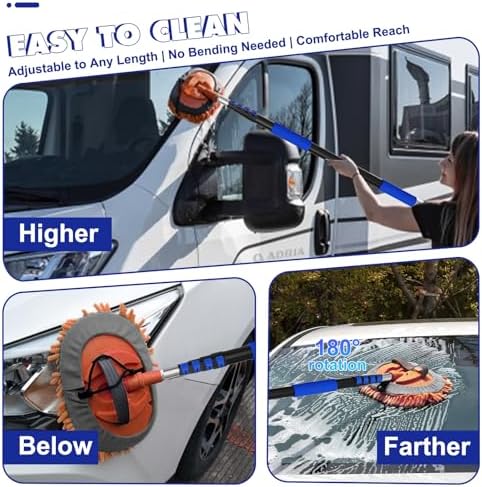26Ft Reach Car Wash Kit with 5-20FT Telescopic Extension Pole, Car Wash Brush - Image 3