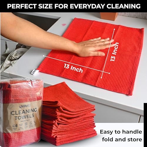 Red Cotton Cleaning Rags for Housekeeping - Image 3