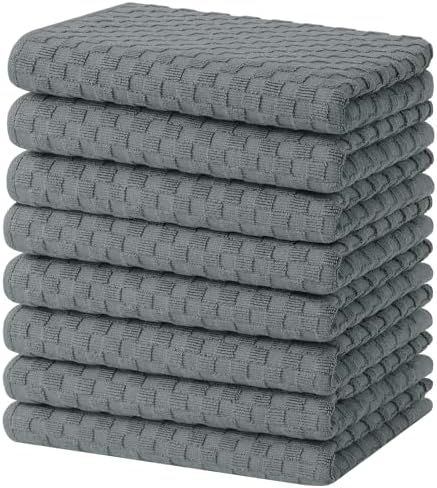 Homaxy 100% Cotton Terry Kitchen Towels, Dark Grey by Homaxy