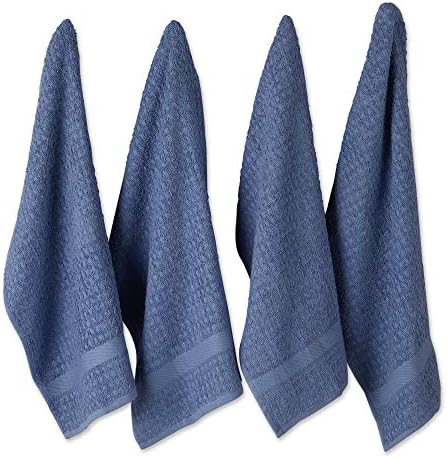 DII Basic Terry Collection Waffle Dishtowel Set, Solid Stonewash Blue, 4 Piece by DII