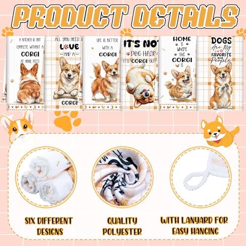 Redbaker 6 Pcs Funny Corgi Kitchen Towels Gifts - Image 3