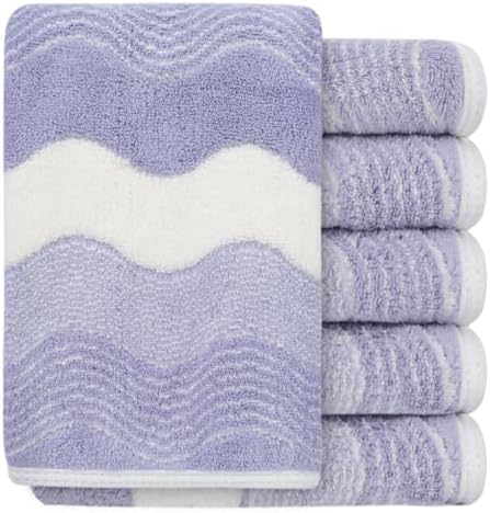 SINLAND Microfiber Facial Cloths Fast Drying Washcloth 12x12inch Wave Pattern 6 by SINLAND