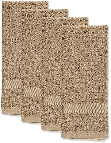 DII Basic Terry Collection Waffle Dishtowel Set, Solid Stone, 4 Piece - Image 2