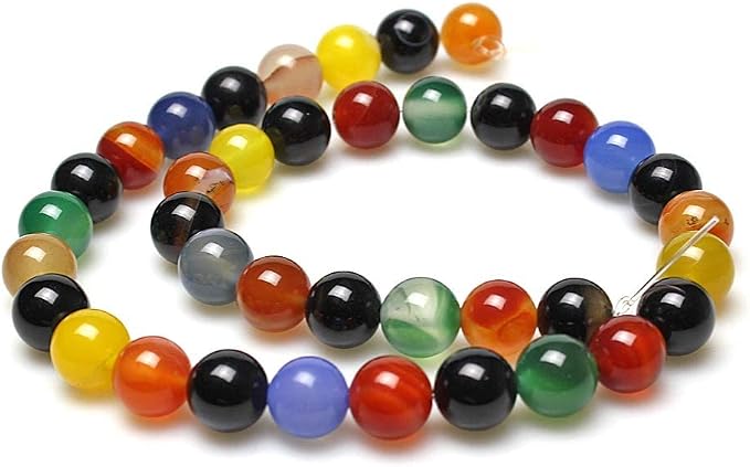 MJDCB Natural Stone Beads Colorful Agate Round Loose Beads - Image 3
