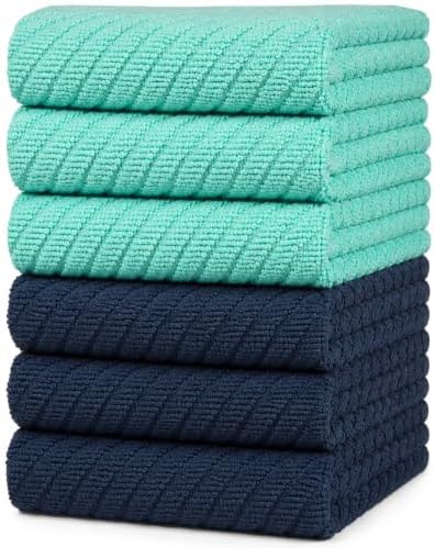 Bumble Kitchen Towels, 100% Cotton, Dish Towels Aqua Navy by BumbleTowels