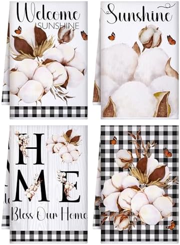 Bencailor 4 Pcs Farmhouse Kitchen Towels Rustic Farm Cotton Hand Dish Towel by Bencailor