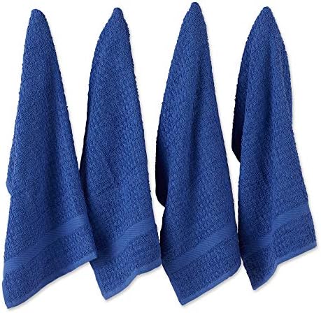 DII Basic Terry Collection Waffle Dishtowel Set, Solid Blueberry, 4 Piece by DII