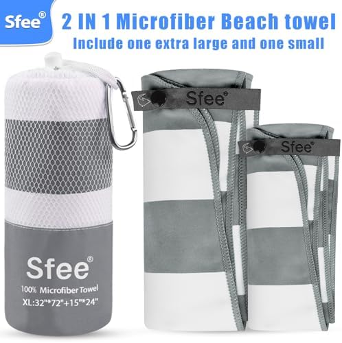 Sfee 2 in 1 Microfiber Oversized Beach Towel, Quick Dry Towel Travel Towel - Image 4