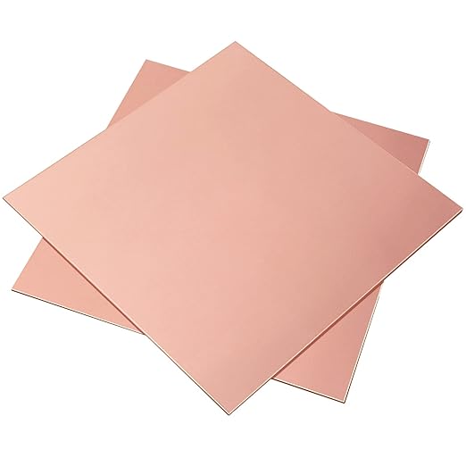 2 Pieces 99.9% Pure Copper Sheet, 4" x 4", 20 Gauge(0.8mm) Thickness, Film Attached Copper Plate, Great for Jewelry, Crafts, modelers