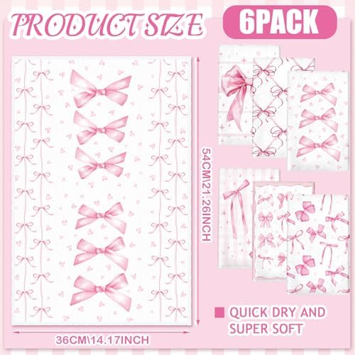 Breling 6 Pack Pink Bow Tea Towels Kitchen Dish Towels 14 X 21 Inch - Image 4