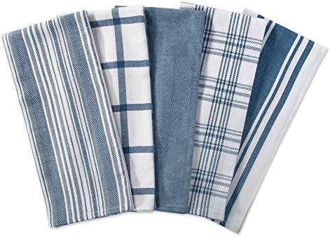 DII Assorted Woven, Kitchen Dishtowel Set, Stone Blue, 5 Piece - Image 2