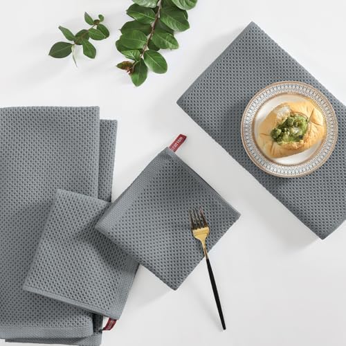 Homaxy 8 Pack 100% Cotton Kitchen Towels and Dishcloths Set - Image 6