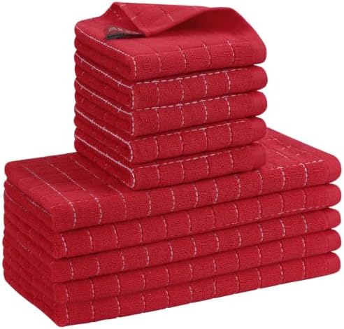 Kitinjoy 100% Cotton Kitchen Towels and Dishcloths Set by Kitinjoy