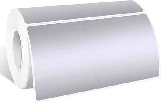 2" x 4" Silver Thermal Label Stickers,Waterproof Thermal Printer Sticker Labels for Gift Wrapping, Self-Adhesive Name Price Tag DIY Custom Logo Design (250 pcs,Silver)