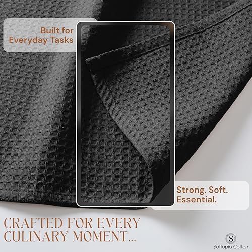 Black Waffle Kitchen Dish Towels, 100% Cotton, Quick Dry, Super Absorbent - Image 6