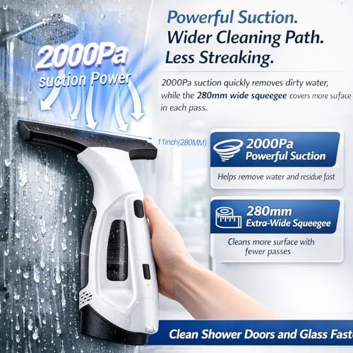 Window Vacuum Squeegee Cordless Electric 2000Pa - Image 3