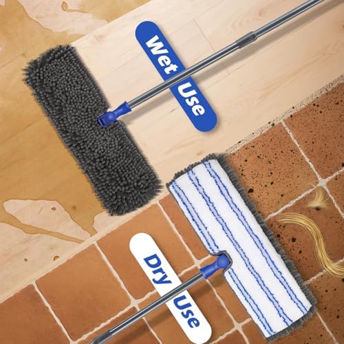 Two Sided Dust Mop for Floor Cleaning, 360°Microfiber Mop - Image 3