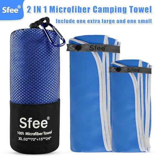 Sfee 2 Pack Microfiber Travel Towel, Quick Dry Camping Towel Large Beach Towel - Image 4
