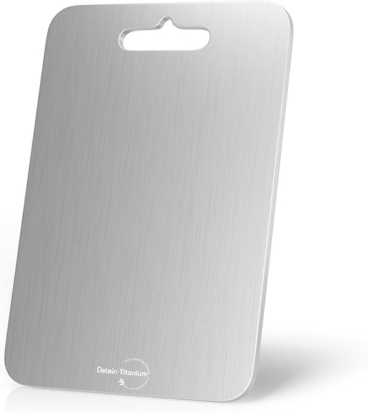 100% Pure Titanium Cutting Board for Kitchen 2mm Thickened, Easy to Clean, Dishwasher Safe, Double-Sided Chopping Board for Meat, Veggies, Fruits, Camping, Housewarming Gift (11.4" x 7.87")