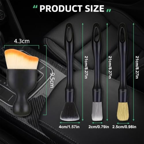 4 Pcs Car Detailing Brush Set, Boars Hair Ultra Soft Detailing Brushes - Image 2