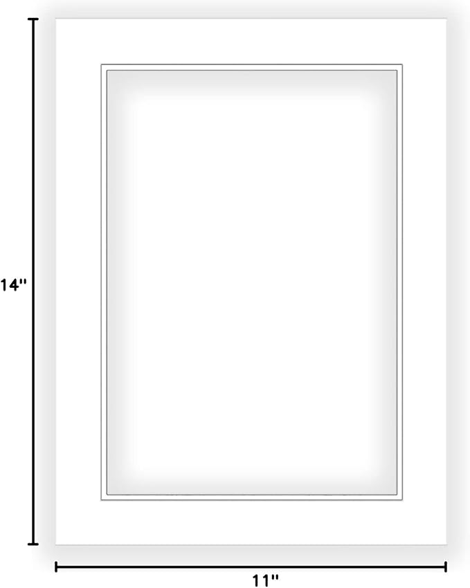 12x16 Mat for 11x14 Photo - Precut White on White Double Mat Picture Matboard for Frames Measuring 12 x 16 Inches - Bevel Cut Matte to Display Art Measuring 11 x 14 Inches - Acid Free ONE MAT