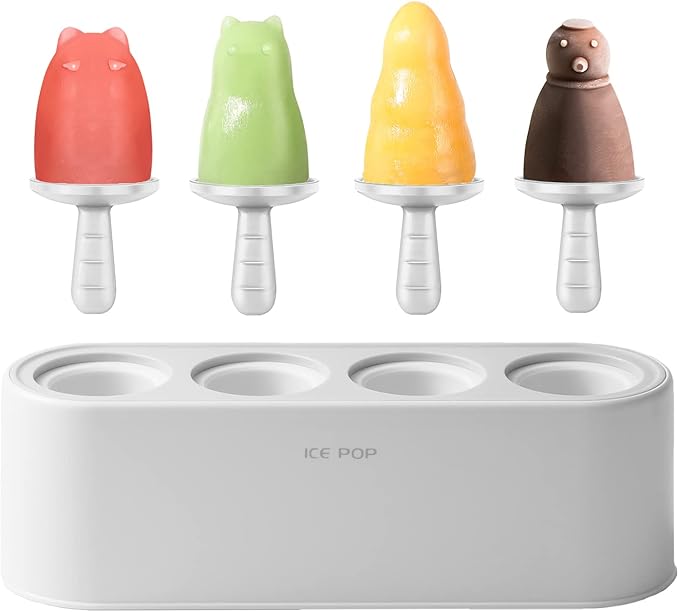 Popsicle Mold Set 4 Pieces Homemade Silicone Popsicle Maker Easy Release Ice by WYOK