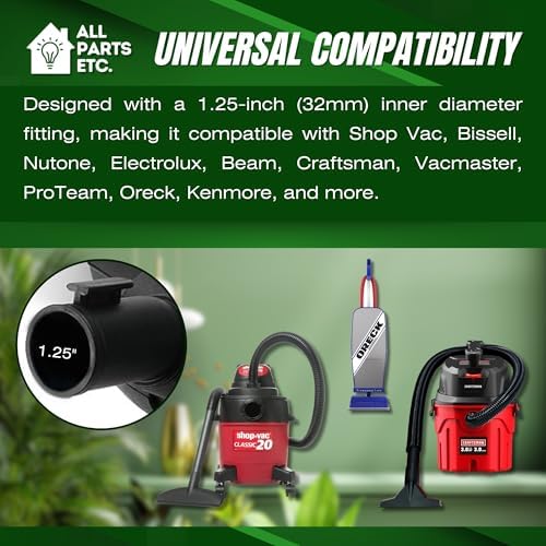Vacuum Carpet Brush Nozzle Attachment, 1.25” Turbo Floor Brush Accessories - Image 3