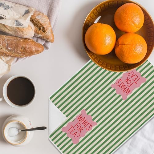 Trendy Funky Pink and Green Striped Kitchen Towels 16x24 Inch, Whimsical - Image 3