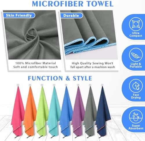 HOEAAS 2 Pack Microfiber Camping Towels, Quick Dry Towel, Super Absorbent Ultra - Image 5