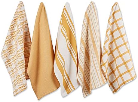 DII Assorted Woven, Kitchen Dishtowel Set, Honey Gold, 5 Piece by DII