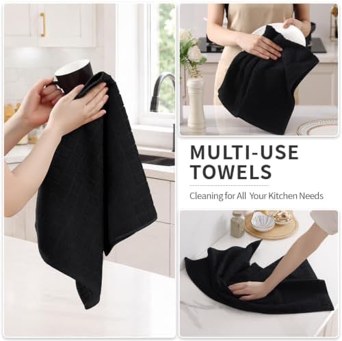 Kitinjoy Premium Cotton Check Kitchen Towels 4 Pack - Image 4