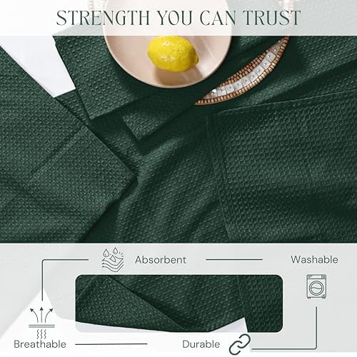 Forest Green Kitchen Dish Towels Set of 12-100% Cotton Waffle Weave, Super - Image 7