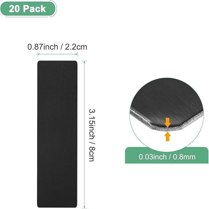 20-Pack Anodized Aluminium Laser Engraved Mount Metal Plate 3x1x0.03 Inch Engraver Blank Anodized Aluminum Sheets for DIY Laser Printing/Home/Office[Black]