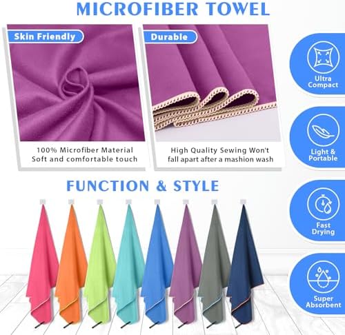 HOEAAS 2 Pack Microfiber Camping Towels, Quick Dry Towel, Super Absorbent Ultra - Image 5