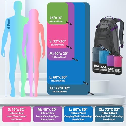BOGI Microfiber Travel Sports Towel-Quick Dry Soft Lightweight Absorbent Compact - Image 2