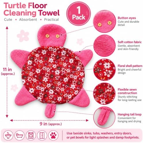 Floor Turtle Foot Mop, Washable Spill Towel, 1 Pack - Image 4