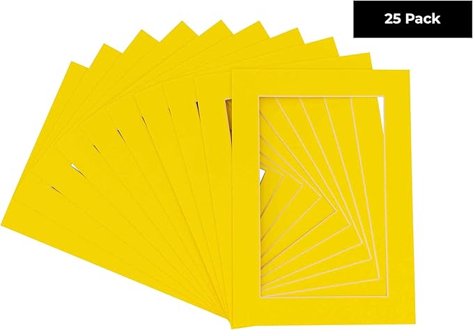 11x14 Mat for 8.5x11 Photo - Precut Yellow Picture Matboard for Frames Measuring 11 x 14 Inches - Bevel Cut Matte to Display Art Measuring 8.5 x 11 Inches - Acid Free Pack of 25 MATS