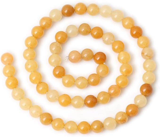 60PCS 6mm Natural Yellow Jade Gemstone Round Loose Beads - Image 2