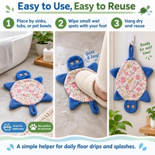 Floor Turtle Foot Mop, Washable Spill Towel, 1 Pack - Image 4