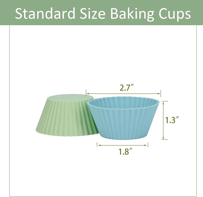 Silicone Baking Muffin Cups 12 Pack, Reusable Cupcake Liners Cake Molds - Image 7