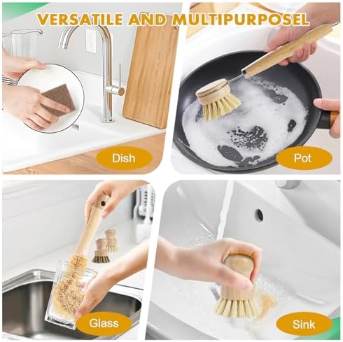 DEBETOOL 6-Piece Bamboo Dish Brush Set - Image 5