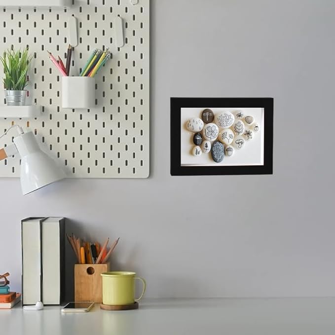 HD Glass Wooden Black Hollow Photo Frame, 4x6 Shadow Box Frame, Seashell - Image 2