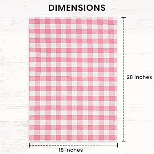 Towels Pink Classic Dish Towels Dishcloths Set Rags|Gingham Checks Pantry - Image 5