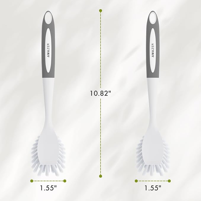 Amazer Dish Brush with Handle, 2 Pack Kitchen Scrub Brushes - Image 4