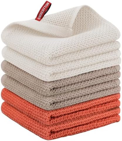Nialnant 6 Pack Kitchen Towels 100% Cotton Waffle Weave Hand Towels by Nialnant