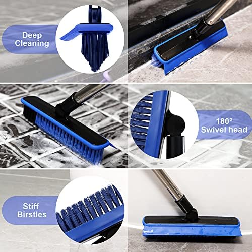 Grout Cleaner Brush with Long Handle, V-Shaped Floor Scrub Brush Swivel Grout - Image 5