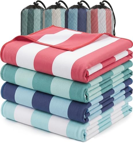Utopia Towels Thin Lightweight Microfiber Beach Towel 4 Pack 32x71 Inch by UTOPIATOWELS