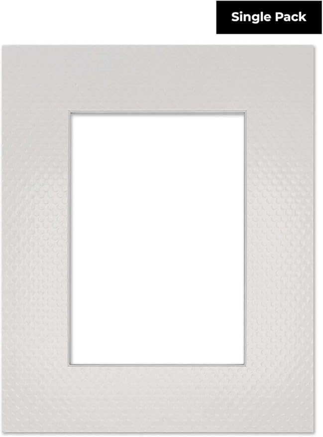 11x14 Mat Bevel Cut for 8.5x11 Photos - Acid Free Golf Ball Texture Precut Matboard With Backing Board and Crystal Clear, Self Seal Mat Bag - For Pictures, Framing - 4-ply Thickness